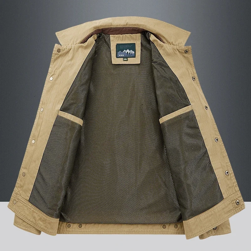 Men Retro Tactical Cargo Jackets Tops Field Casual Fashion Camping Military Jacket Outdoor Multi Pockets Coat 250717