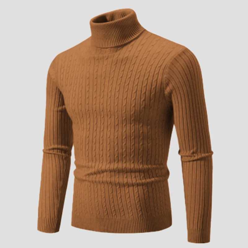 Autumn Winter Mens Turtleneck Sweater Mens Knitting Pullovers Rollneck Knitted Sweater Warm Men Jumper Slim Fit Casual Sweater Z250725
