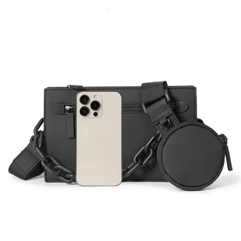 Fashion 2 In 1 Men's Trendy Design Chain Shoulder Messenger Men Small Square Bag Crossbody Satchels Handbags