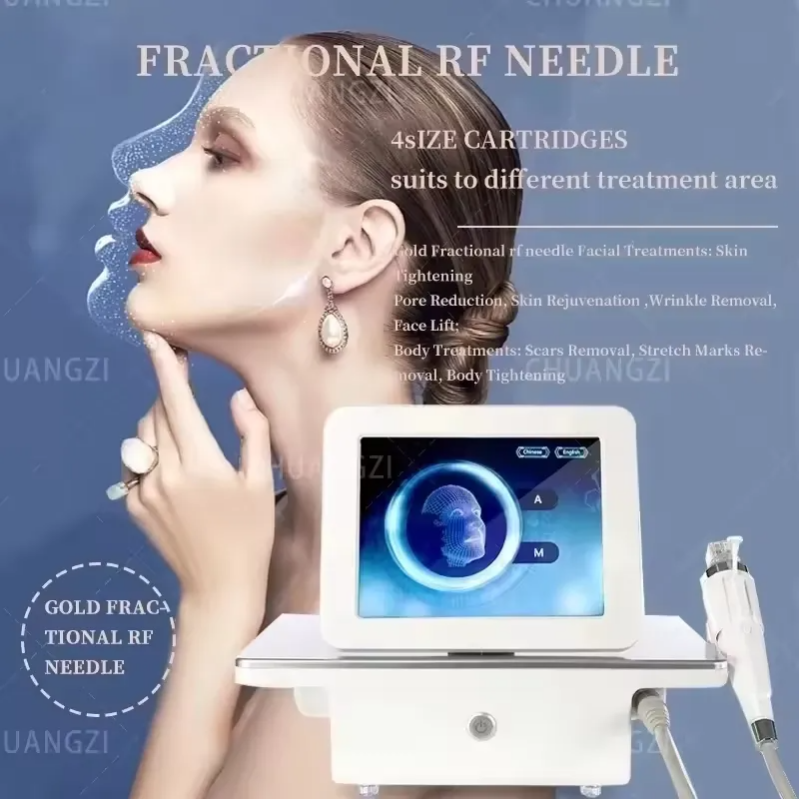 Portable Microneedle Beauty Device For Skin Regeneration And Removal Of Stretch Marks 2 In 1 Gold RF Microneedle Machine