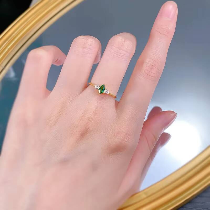 MEENOY White Gold Sterling Silver Marquise Emerald Turquoise Inlaid Shining Zircon Band Ring For Women