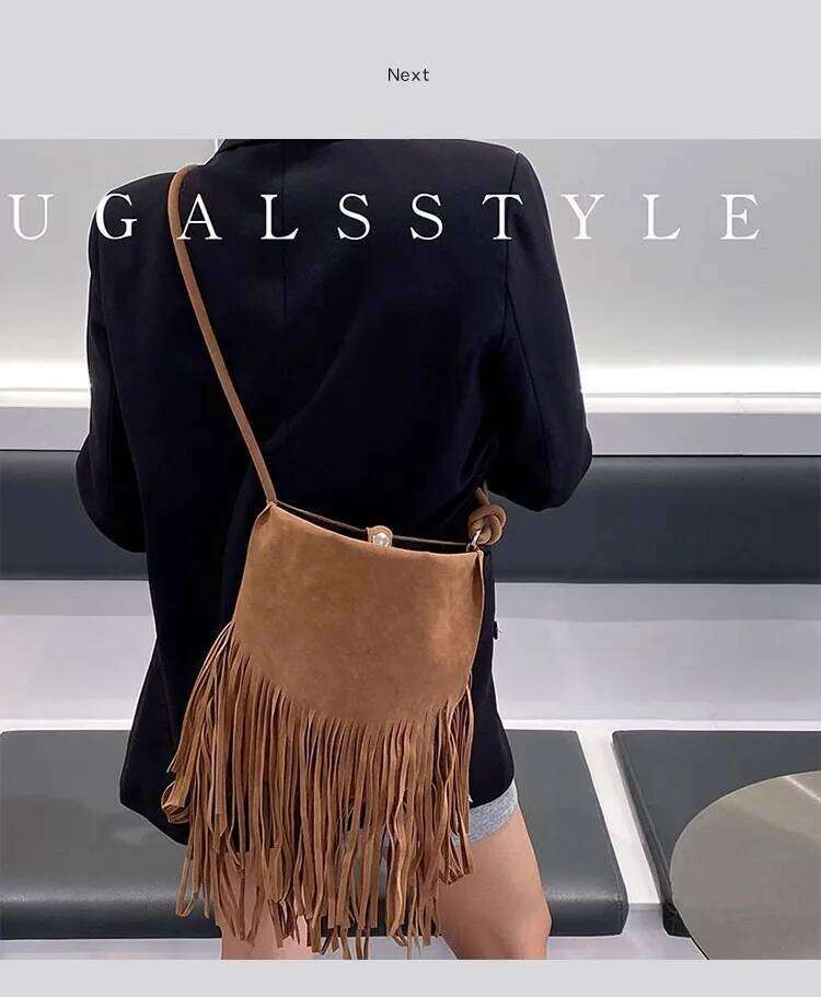 Autumn Winter Veet Bucket Fashion Tassel Large Capacity Women's Handbag Lady Purse Shoulder Messenger Casual Bag