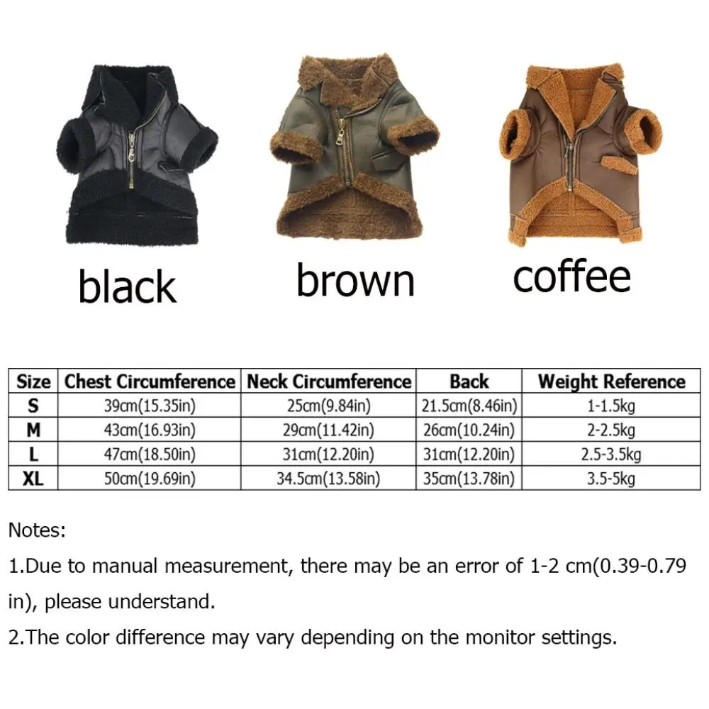 Fashion Thickened Dog Leather Jacket Coat Windproof Velvet Dog Fur Jackets Warm Winter Pet Clothes For Autumn/Winter 250724