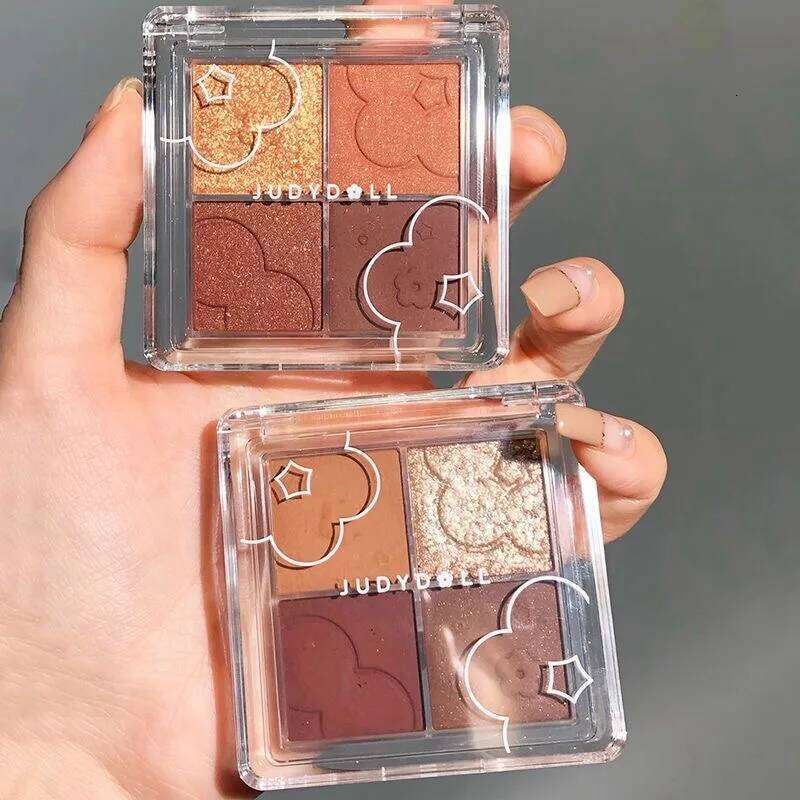 Judydoll Four Eyeshadow Creamy Tea Earthy Matte Colour Make Up Eye Shadow Palette Gliter For Eyes