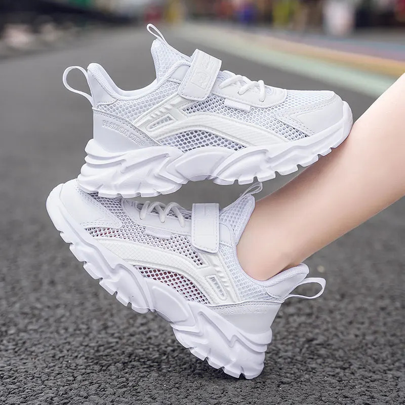 Vanmie Casual Sneakers for Kids Summer Mesh Shoes Walking Running Boys Girls Children White Shoes 250725