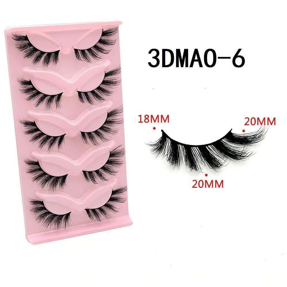 HBZGTLAD Cat eye Eyelashes 3D False Fluffy Soft Cross 5 pairs Manga Lashes Wispy Natural Eyelash Extension Makeup X250725