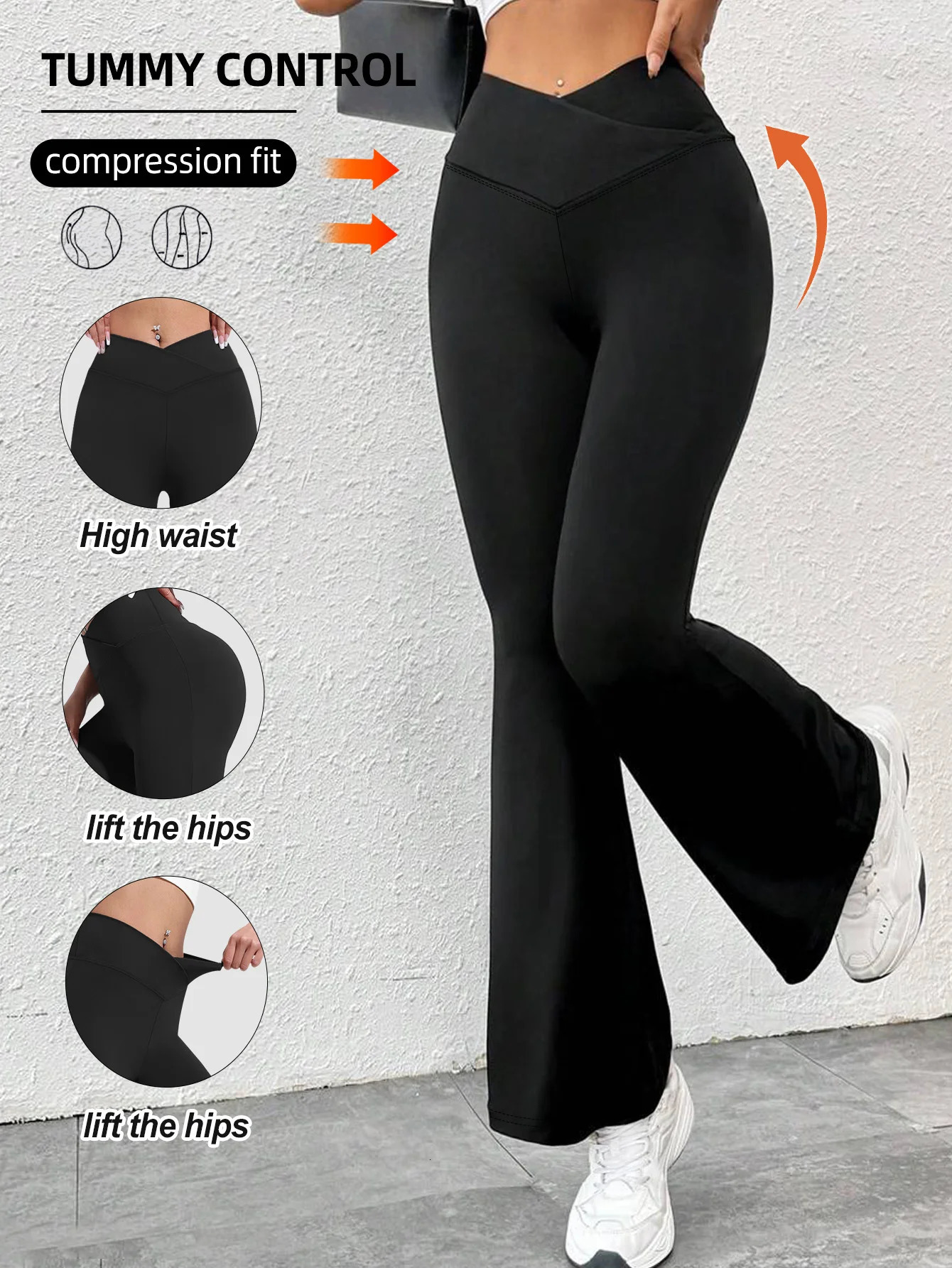 Womens Yoga Pants Summer High Waist Flared Trousers Tummy Control Workout Leggings s for Women 250725