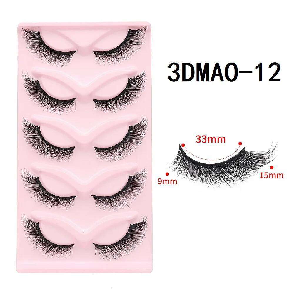 HBZGTLAD Cat eye Eyelashes 3D False Fluffy Soft Cross 5 pairs Manga Lashes Wispy Natural Eyelash Extension Makeup X250725