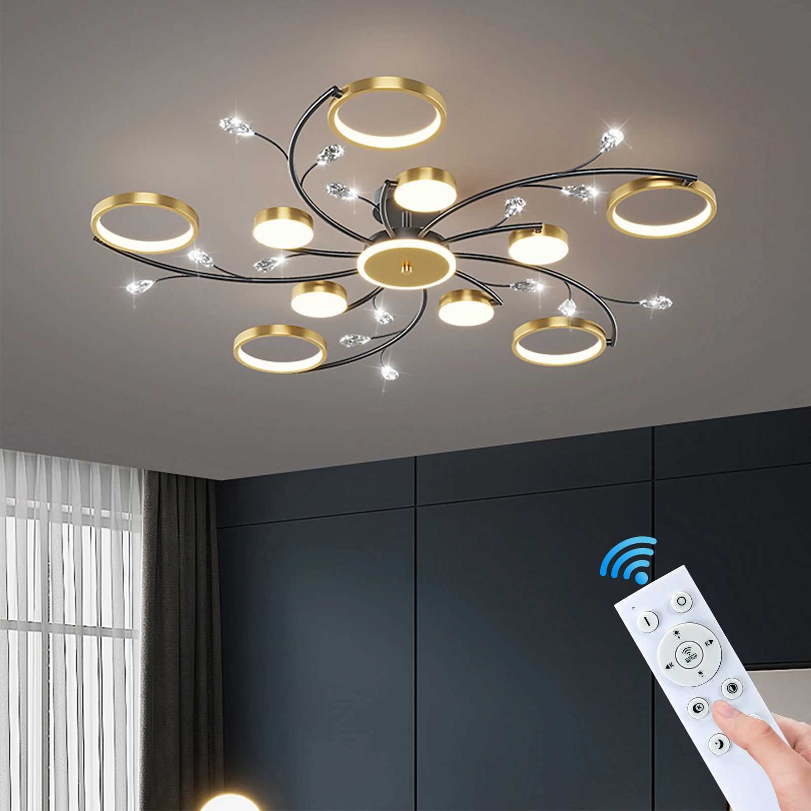 9 Crystal Chandelier Nordic Modern Living Room Dining Room Bedroom Study Ceiling Decorative Light Dimmable A85~265V XJ250725