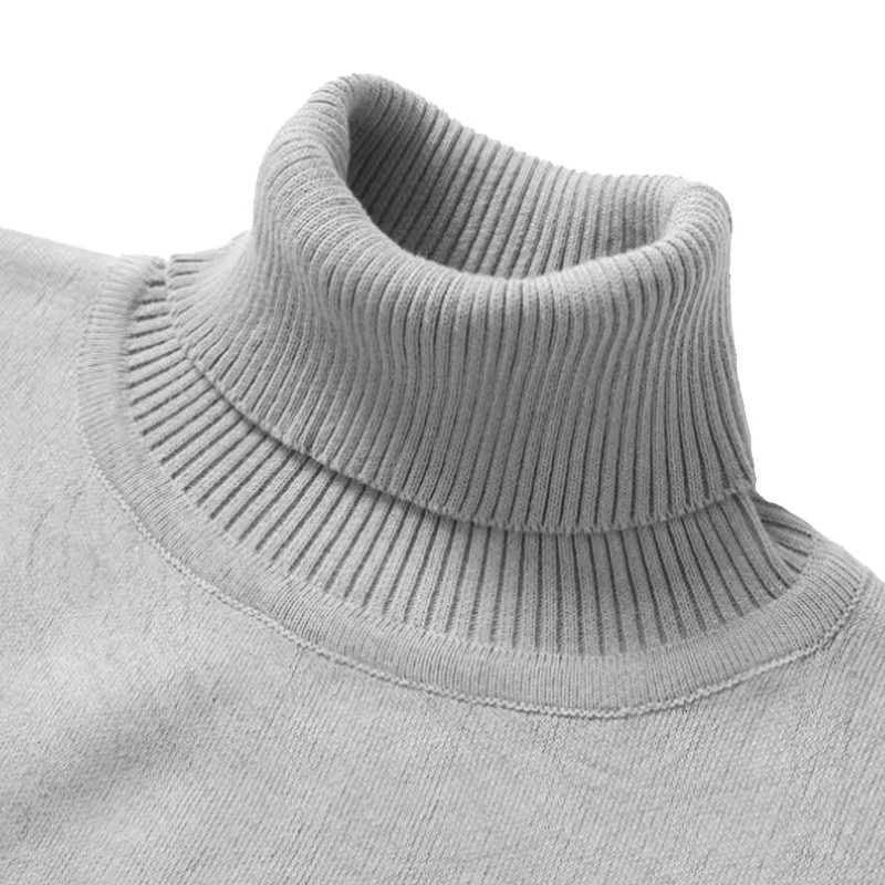 Autumn Mens Knitted Turtleneck Sweater New Solid Color Warm Streetwear Winter Vintage Lightweight Sweater Black Gray Tops Z250725
