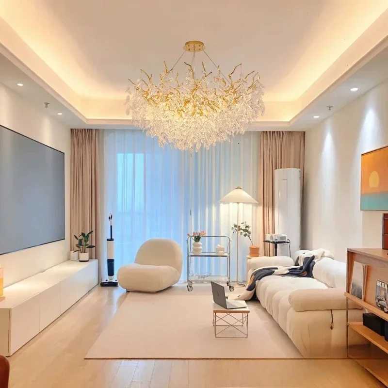 Luxury Modern Crystal Ceiling Chandelier Led Pendant Lamp Dining Table Living Room Bedroom Home Decor Wall Hanging Light FixtureXJ250725