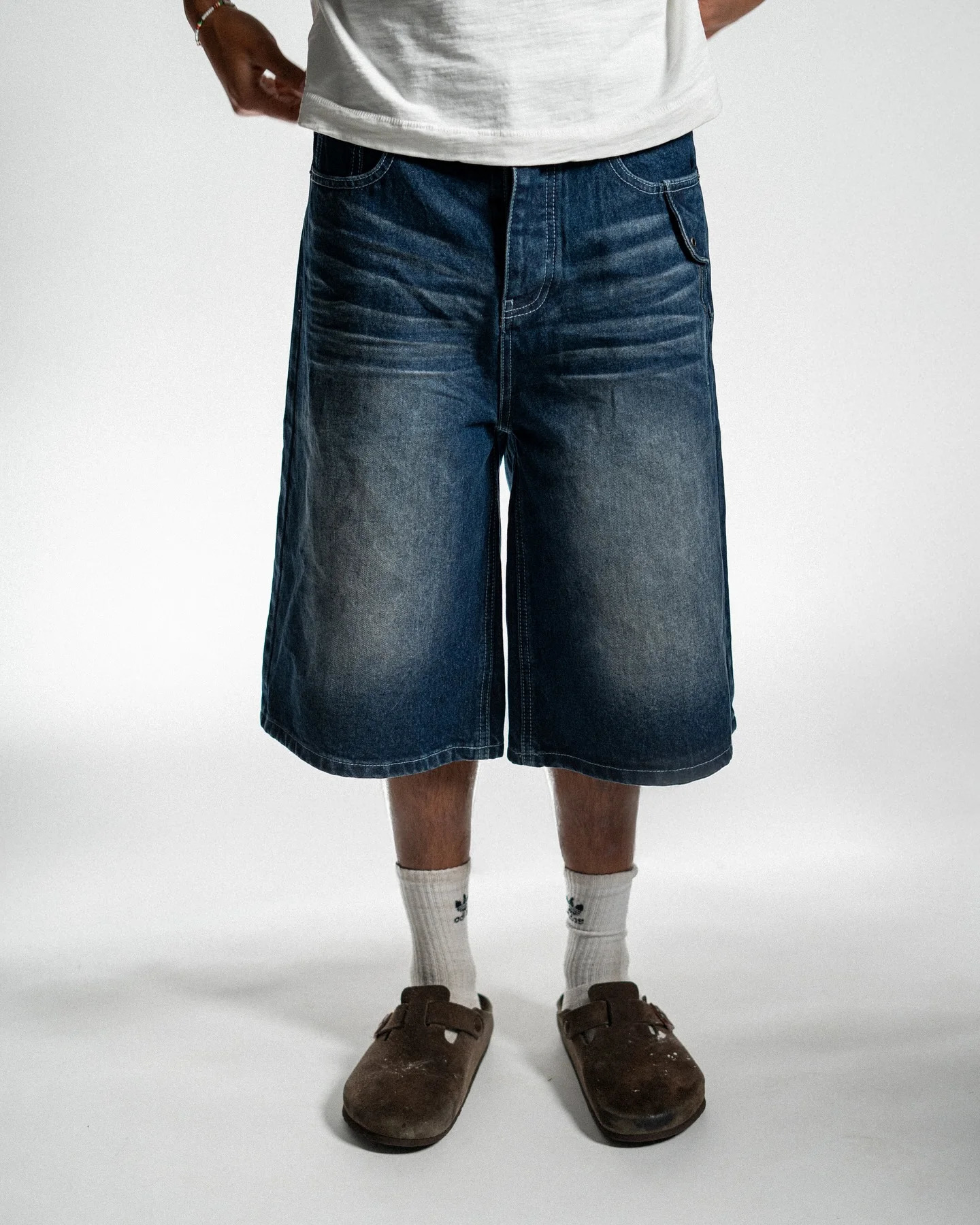 Hip Hop Print Baggy Jeans Shorts Men Casual Blue Wash Fit Wide Leg Denim Short Y2K Vintage Skateboard Long Jorts Streetwear 250714