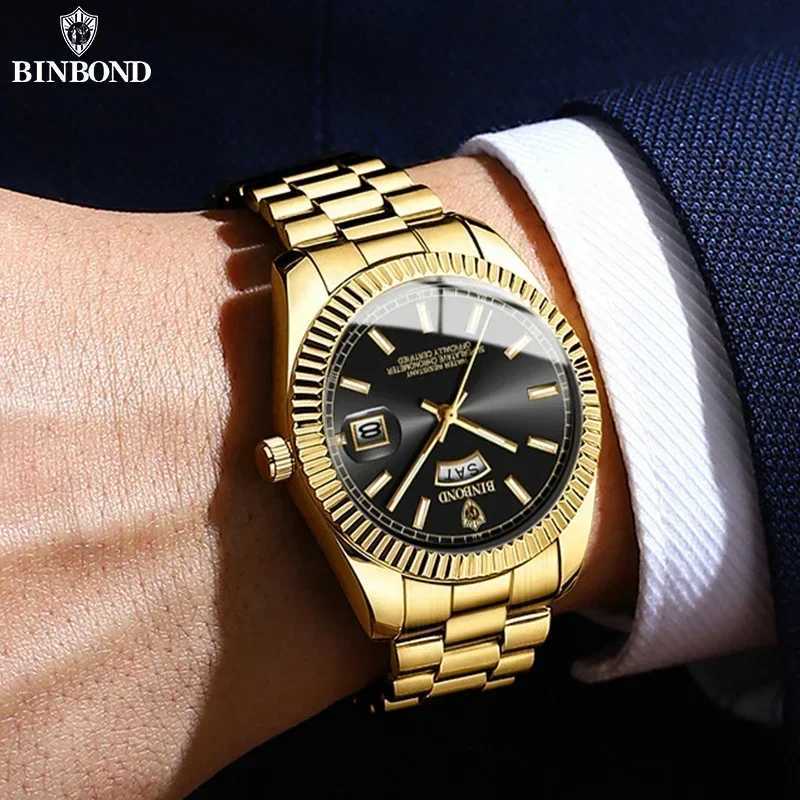 BINBOND B7012 Mens Fashion Business Sports Quartz Watch 30M Waterproof Luminous Classic Cndar Creative Clock M Wristwatch X250726