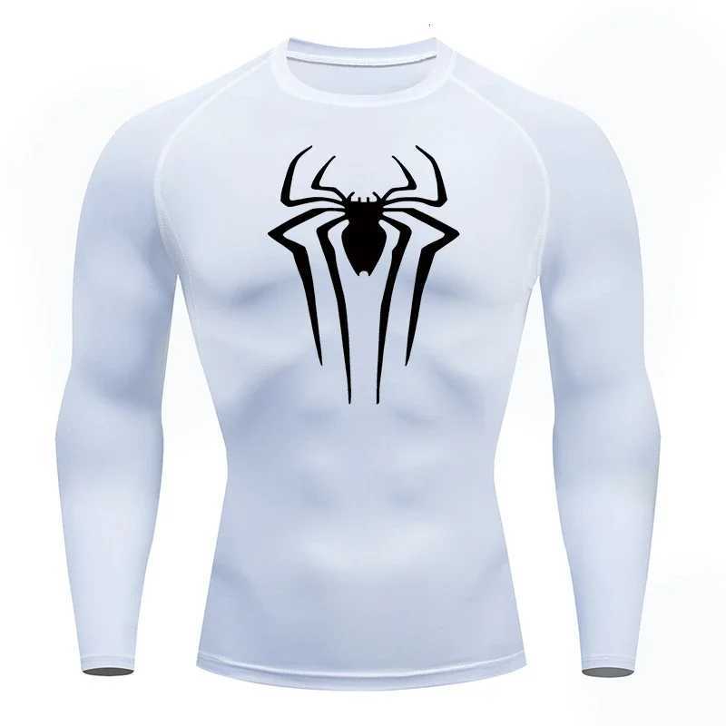 Spider Print Long Sleeve Compression Shirts for Men Gym Workout Rash Guard Undershirts Baselayers Athletic Quick Dry Tees Tops Z250725