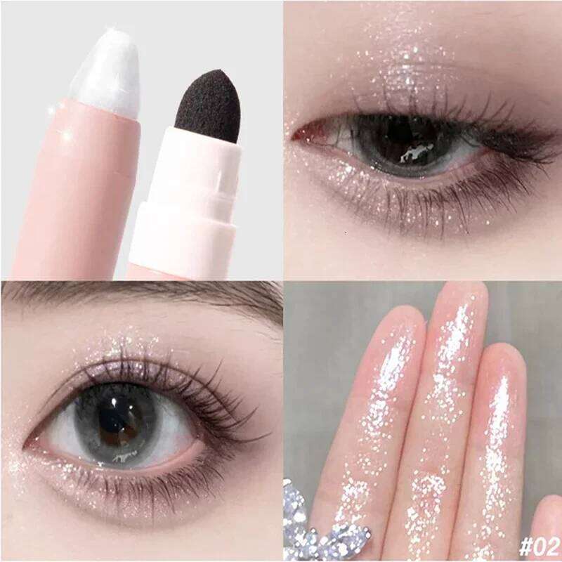 2 in 1 Pearly Stick Pencil Waterproof Glitter Matte Makeup High Pigmented Eyelid Under Crease Eyeshadow Pen X250726