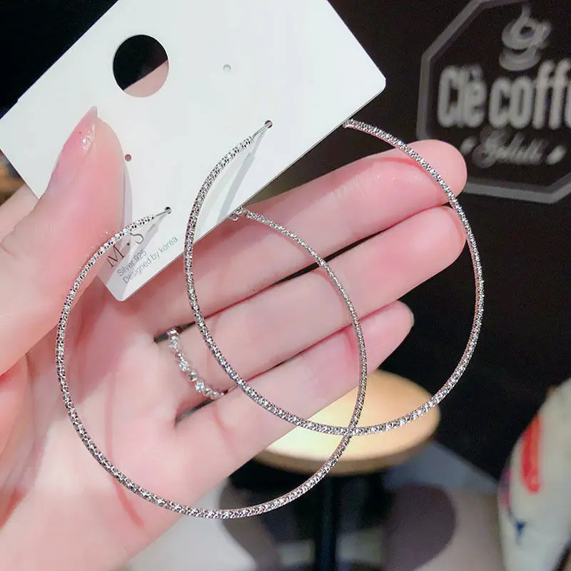 Geometric Metal Hoop Earrings for Women Jewelry Gift Carve Serrations Round Circle Trendy Exaggerate Statement Earring 250715
