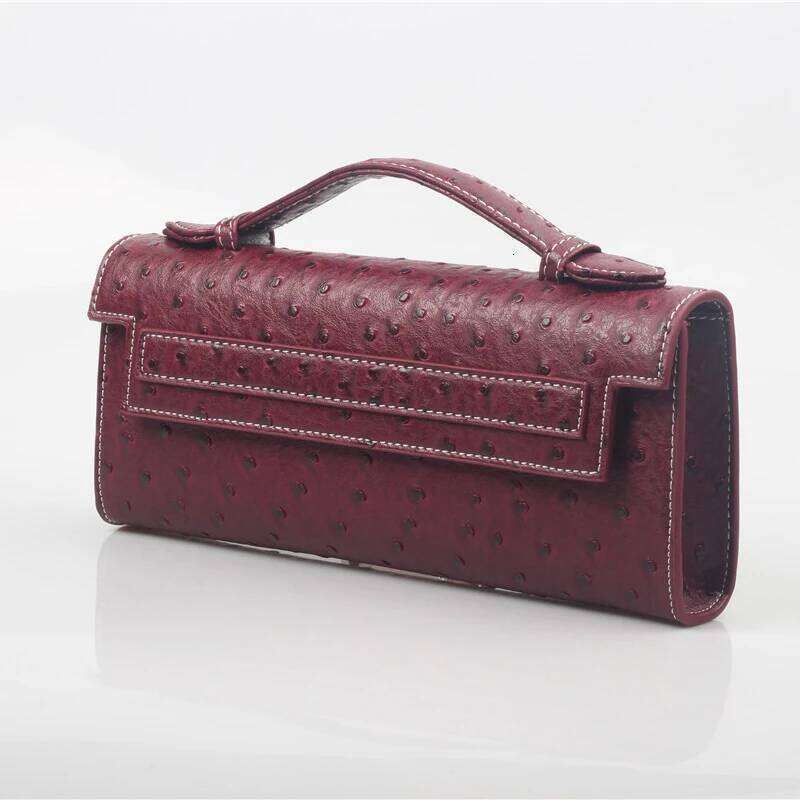 Alirattan Dubai New Women Ostrich Pattern Handbags 2025 Fashion PU Leather Emed Portable Clutch Ladies Evening Party Bag