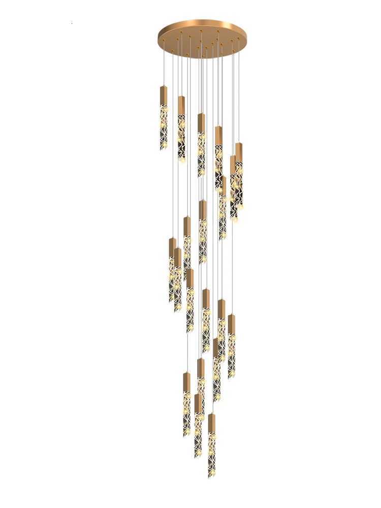 Crystal Staircase Pendant Lamp Modern Gold Lighting Fixture Ceiling Hanging Pendant Light Chandelier Indoor Villa Loft Stair ChandelierXJ250725