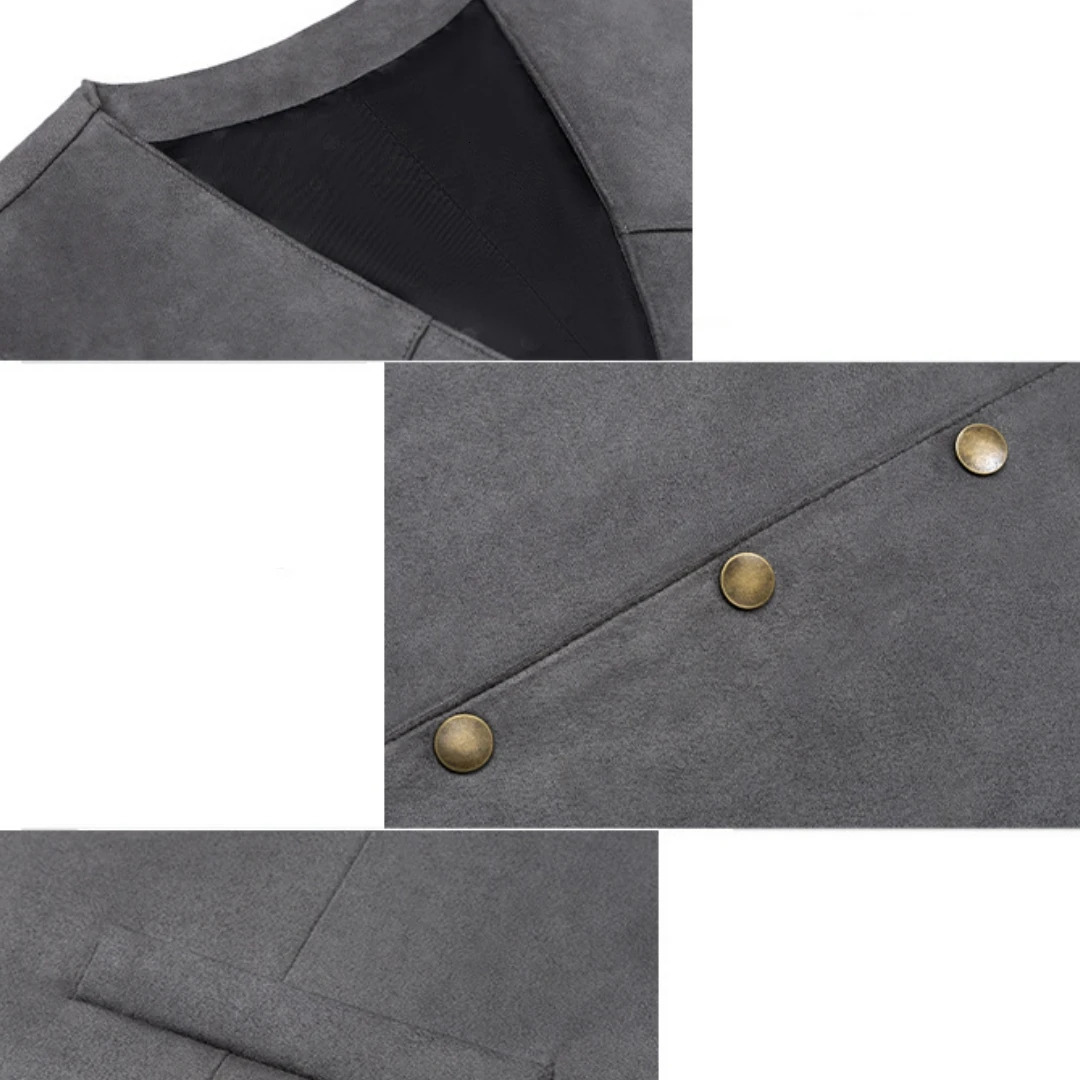 Men Vest Gold Suede Leather Gentleman Business Waistcoat Vintage Western Cowboy Regular Slim Banquet Suit 250725