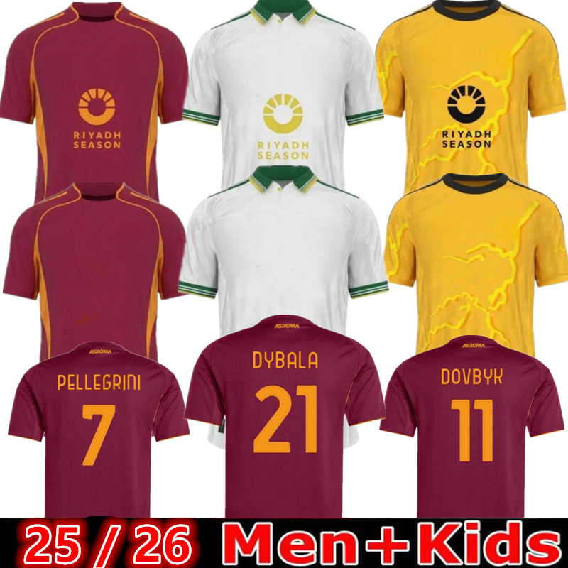 25 26 men kids Soccer Jerseys kits football shirt 2025 2026 ROMA ABRAHAM PAREDES DYBALA MANCINI E. LE FEE ZALEWSKI EL SHAARAWY ROME Jersey