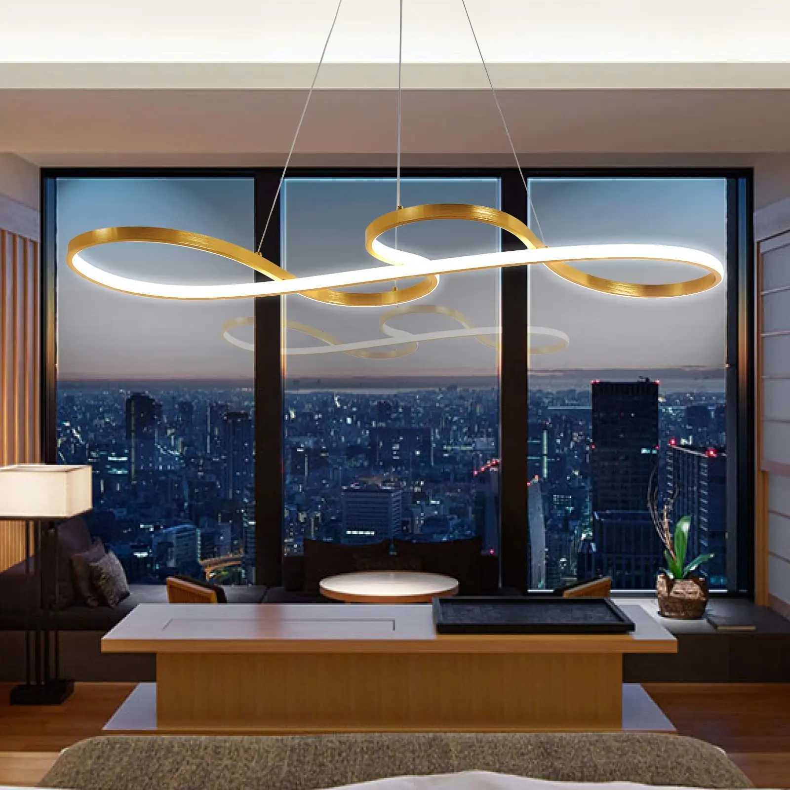 LED Chandelier Modern Gold Chandelier for Dining Room Light Fixture Pendant Light for Kitchen Island Indoor Lighting Dimmable XJ250725