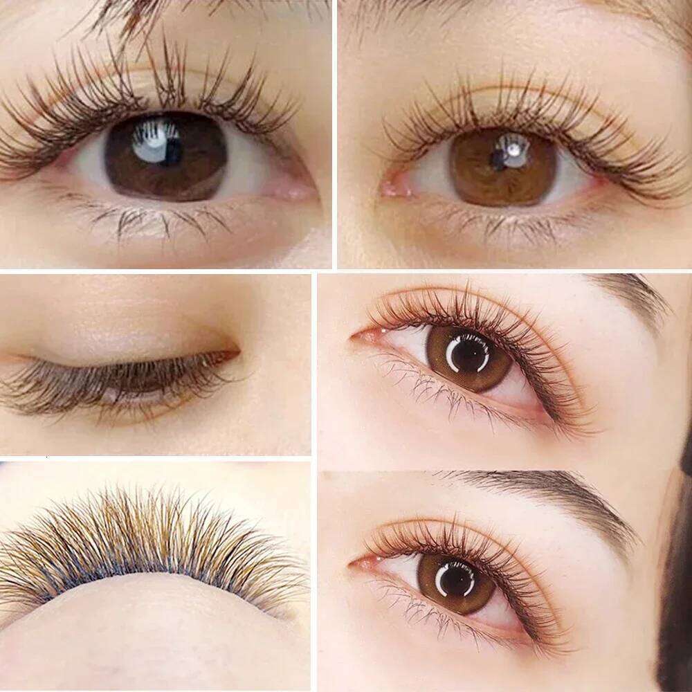 Yelix Brown Ellipse Flat Eyelashes Extensions 12 Rows B/C/D Curl Split Tips Super Soft Natural Eyelash Extension X250725