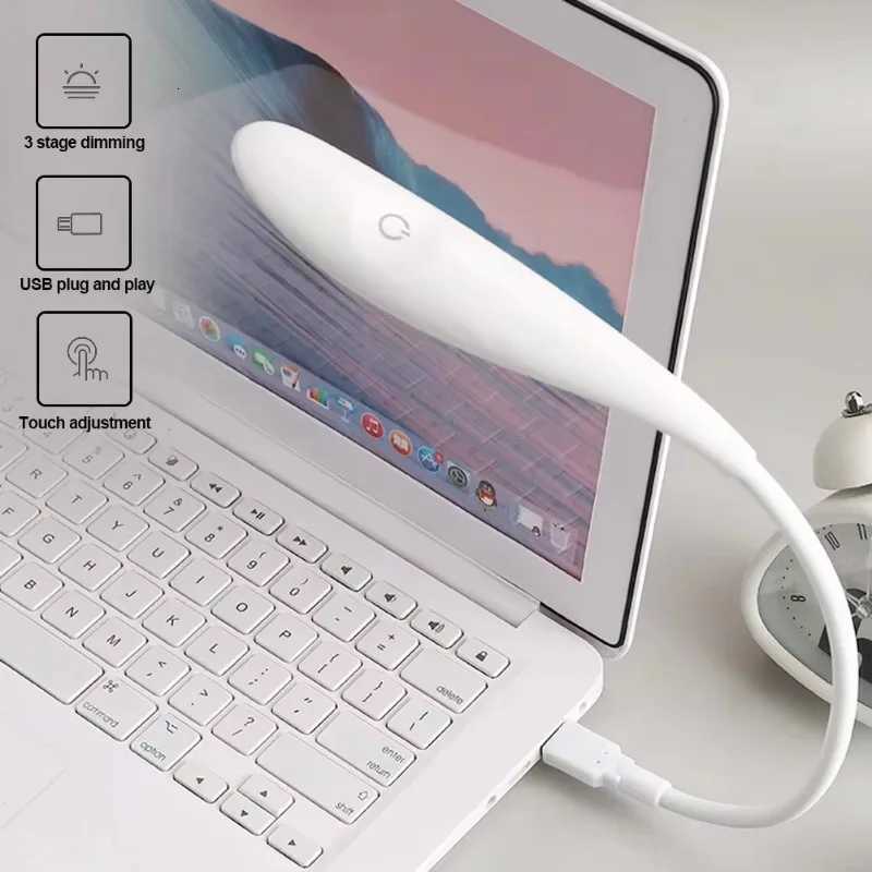 Portable USB LED Reading Light Flexible Goose Neck Night Lamp with Touch Sensor for Bedroom Office Study Keyboard Computer Use XJ250725