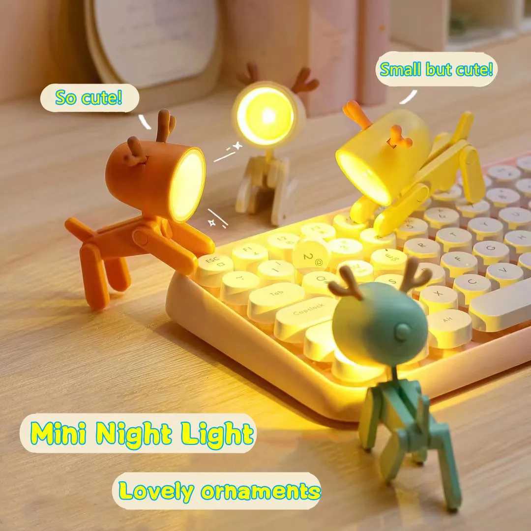 LED Night Light Mini Folding Desk Lamp Cute Pet Lights Dog Deer Portable Night Light for Student Living Room Decor Gift XJ250725