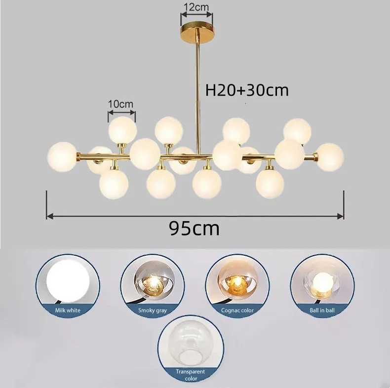 Nordic Modern Pendant Lamp Luxury Home Decor Lighting Fixtures Glass Round Lampshade Chandelier for Restaurant VillaXJ250725