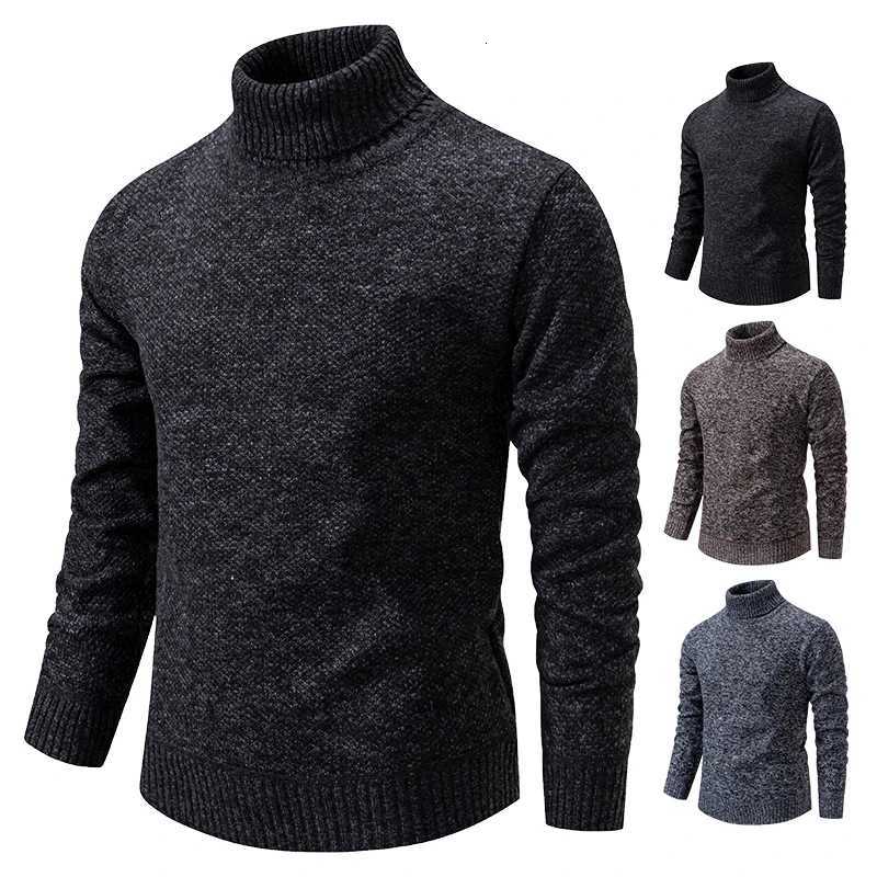 Sweater Mens Autumn Winter New Trend Slim Wool Thin Velvet Turtleneck Knit Bottoming Shirt Male Clothing Z250725