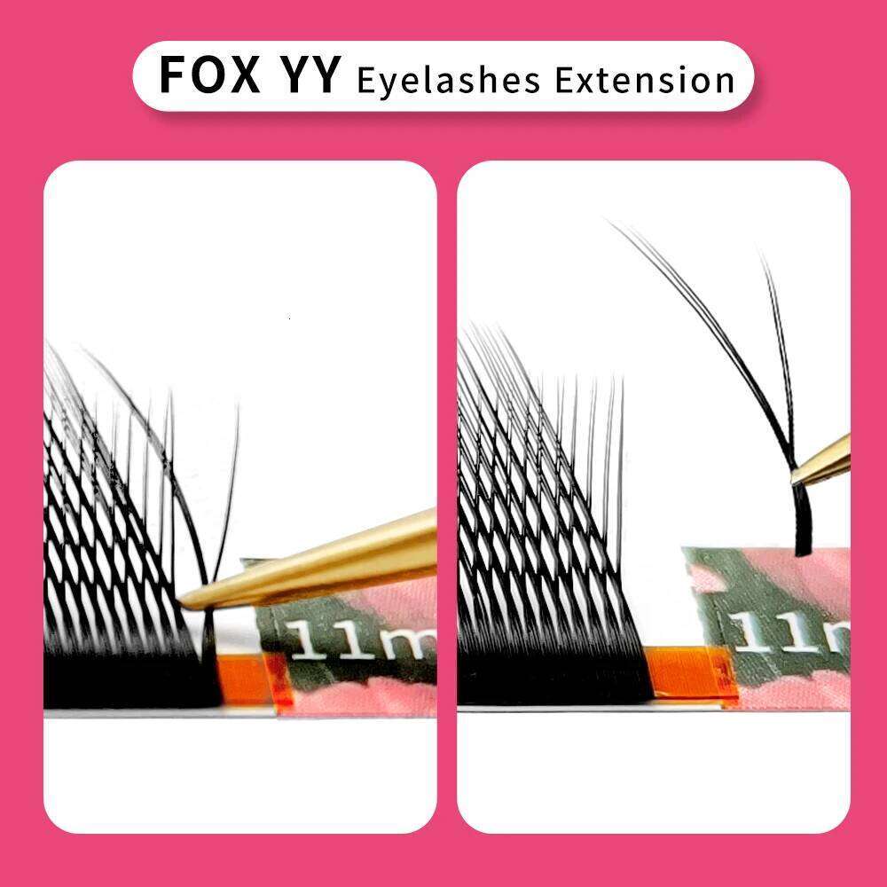 LAKANAKU Fox Eyes Shape Eyelashes Extension 0.07mm Eyelash Cilia and Brazilian Volume Soft Faux Mink YY Lashes Y Cilios X250725