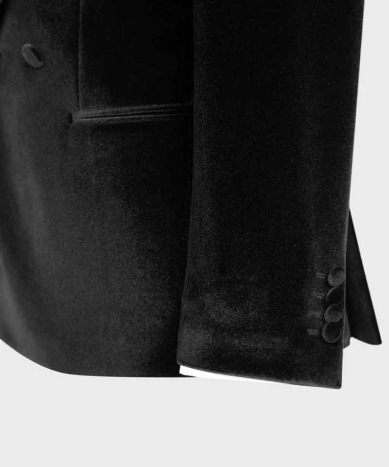 Handsome Jacquard 2 Pieces Men Suits Double Breasted Shawl Lapel Tuxedo Slim Wedding Groom Prom Plus Size Costume Homme Bridegroom Tailor Made Coat Pa