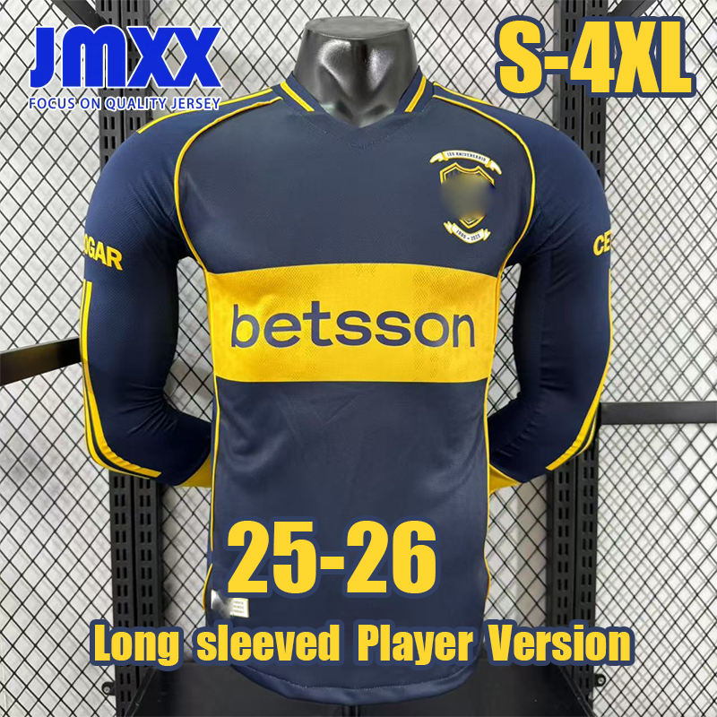 4XL XXXL JMXX 25-26 Boca Soccer Jersey Long Sleeve Player Version Home Away Third Pre Match Training Mens Uniforms Man Jerseys Football Shirt 2025 2026