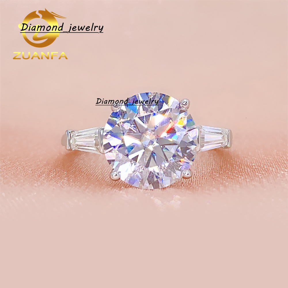 Fine Women Jewelry 925 Sterling Silver GRA Certificated Tapper Cut 4.6 CT VVS Lab Diamond Engagement Rings Moissanite