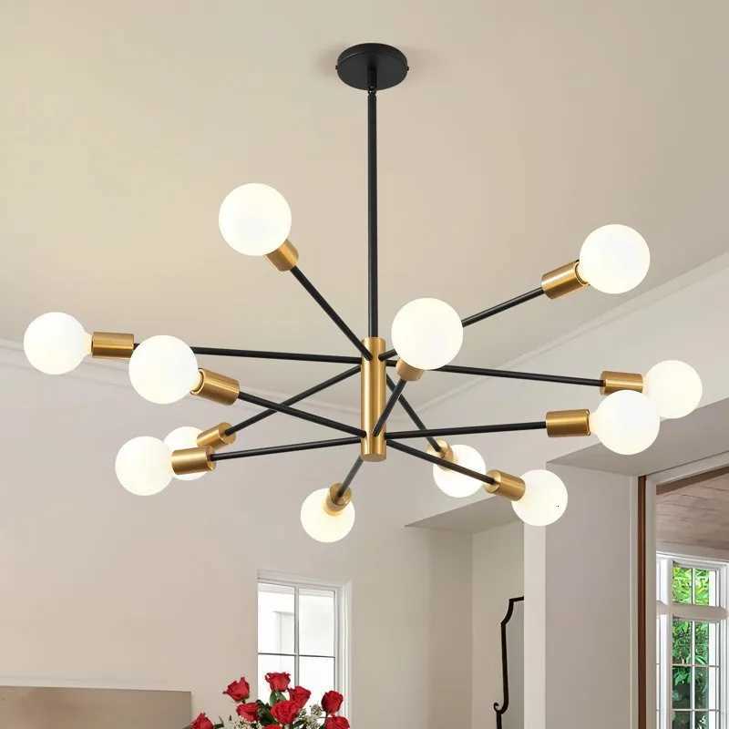 Household Living Room Chandelier Light 6/8/10/12 Lamp Heads Modern Dining Room Bedroom Gold/Black Ceiling Chandelier Lamp E27 XJ250725