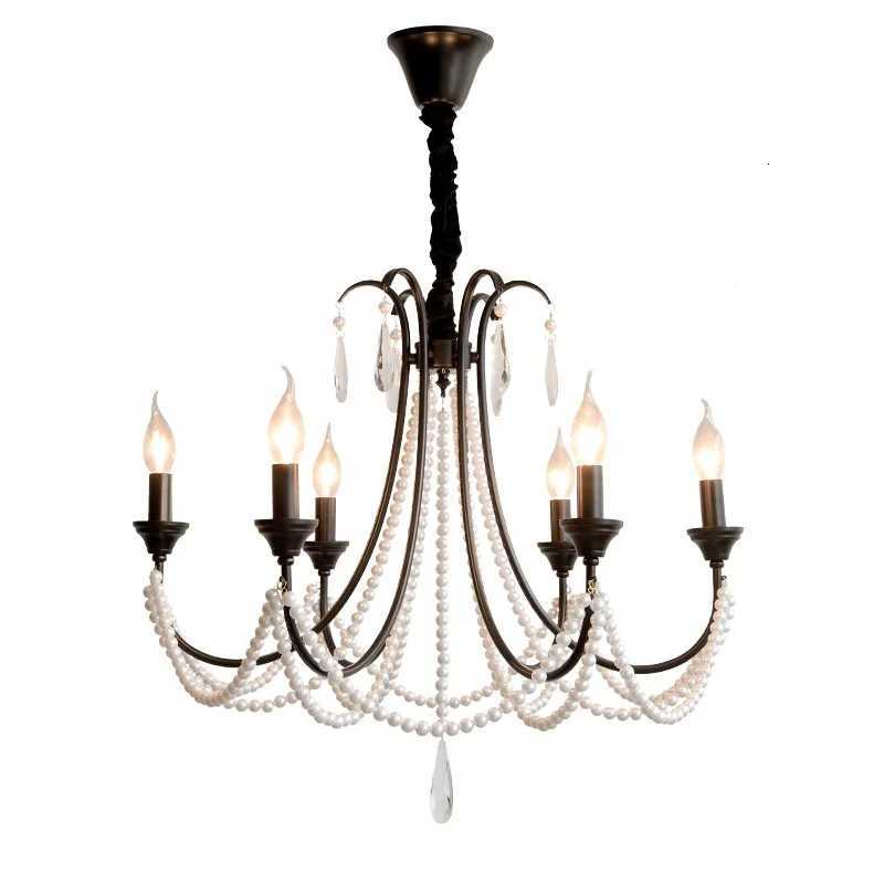 American Retro Black E14 Candle Chandelier French Living Room Pendant Lights Home Decor Indoor Lighting Hanging Lamp LuminariasXJ250725