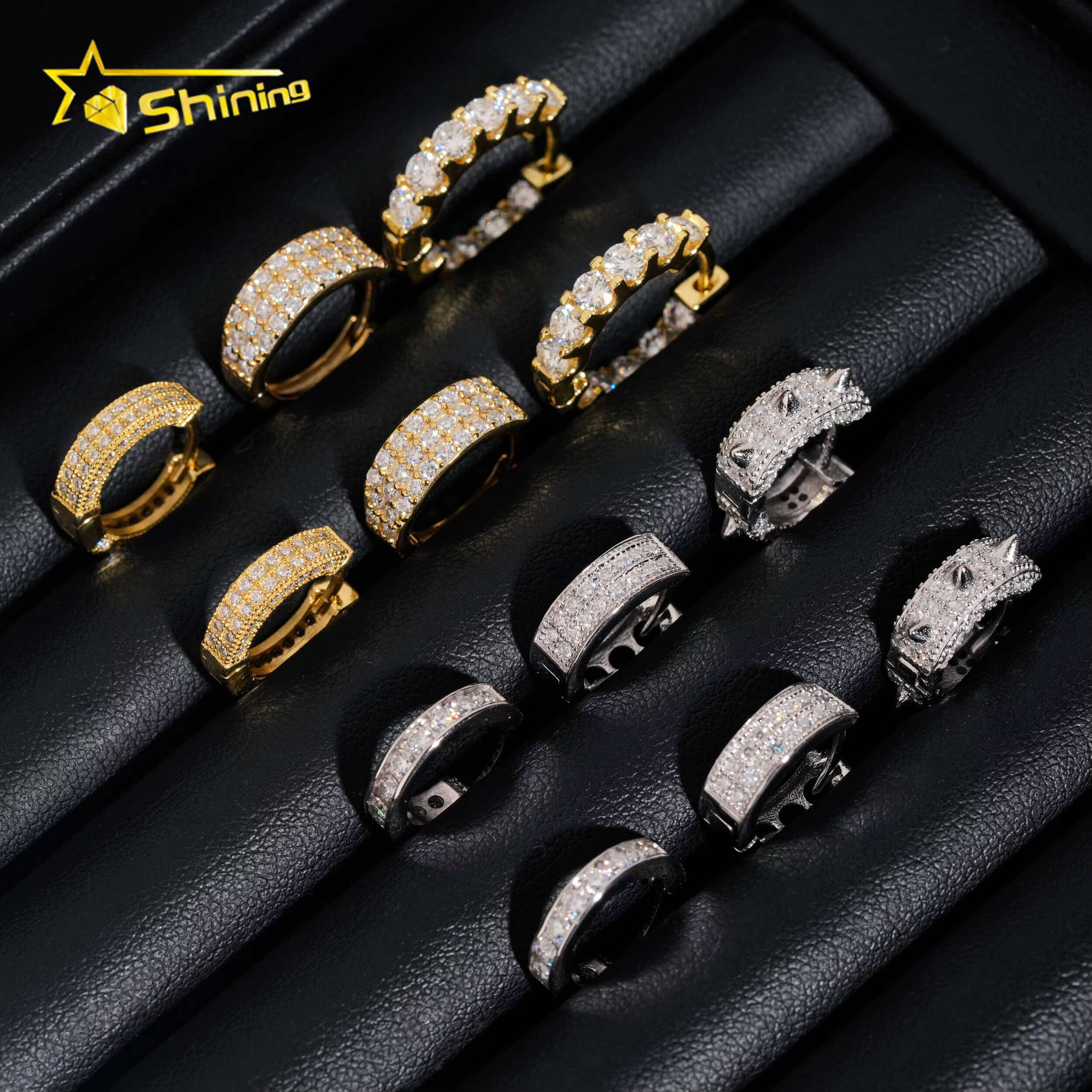 Fast Shipping Fashion Jewelry Silver 925 Earrings High Quality Iced Out Moissanite Earrings Custom Hoop Stud Earrings for Women