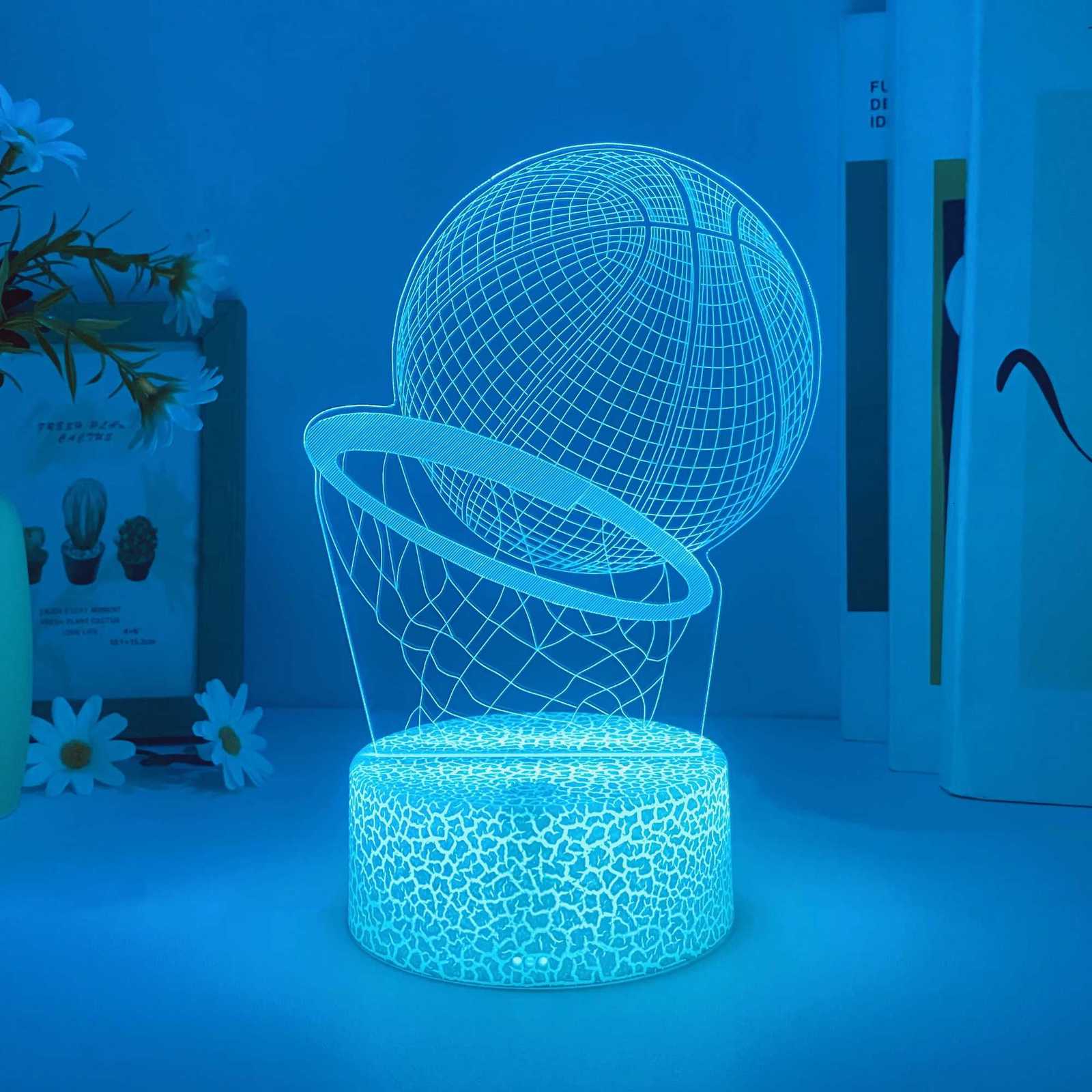 1pcs Basketball Pattern 3D Nightlight USB Atmosphere Decorative Light Holiday Gift Table Light for Family and Friends. XJ250725