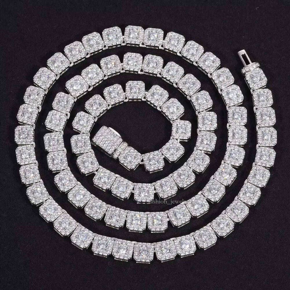 Fashion Hip Hop Jewelry Mens 6mm Sterling Sier Micro Clustered VVS Moissanite Dia Iced Out Halo Tennis Chain Necklace