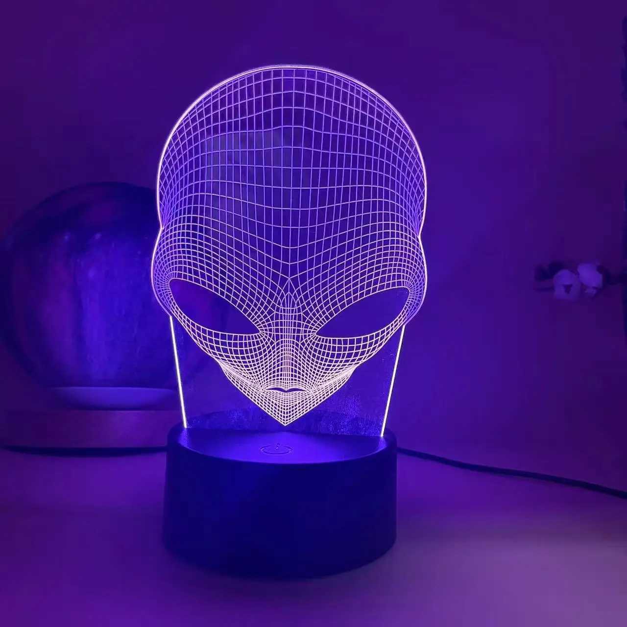 1pc Martians 3D Night Light 3D Optical Illusion Lamp With Touch 7-Color Changing Ambient Light For Bedroom XJ250725