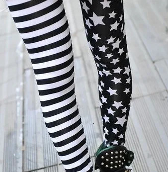 Jeggings Elastic Stripe Star Print Leggings Fashion Cropped Trousers Woman leggins Pencil Pants L1071 250725