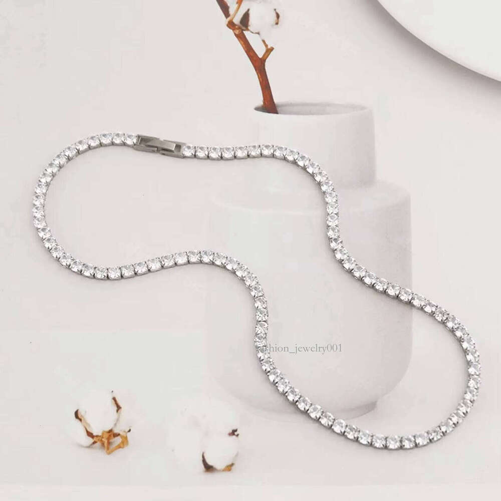 Hip Hop Mosinite Chains Necklace 4mm Vvs Iced Out Dias Sier Moissanite Tennis Chain