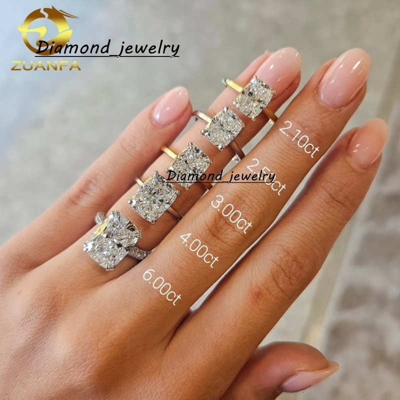 Luxury Jewelry NO MOQ Customize Manufacturer Direct Custom Design Fancy Cut Moissanite 10K 14K 18K Solid Gold Lab Diamond Ring