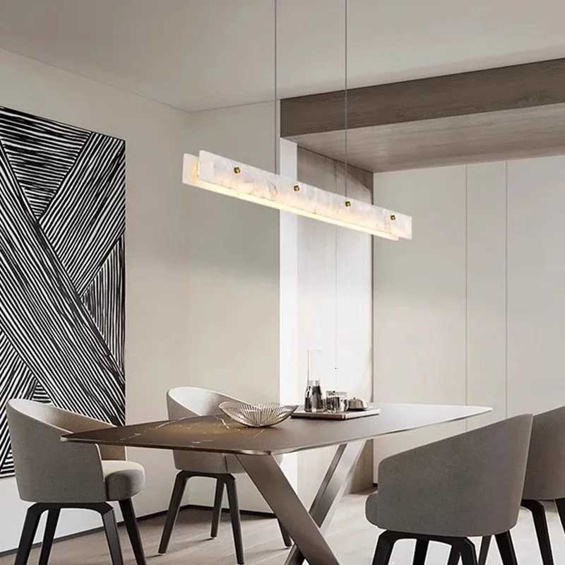 Modern Luxury Style Marble LED Chandelier For Dining Room Kitchen Bedroom Gold Decoration Pendant Lamp Design Suspension Light XJ250725