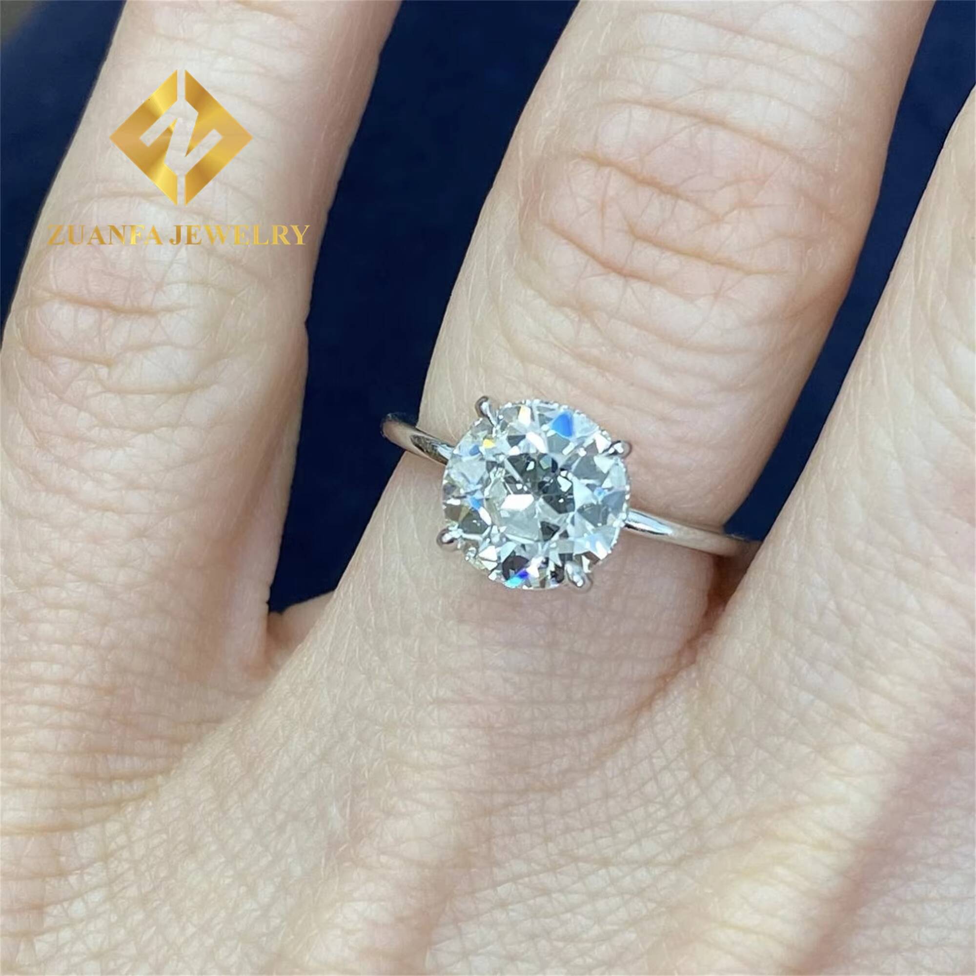 Pass Diamond Tester Classic Styles 10k White Gold Bridal Wedding Jewelry 3Ct Full Shapes Moissanite Engagement Solitaire Ring