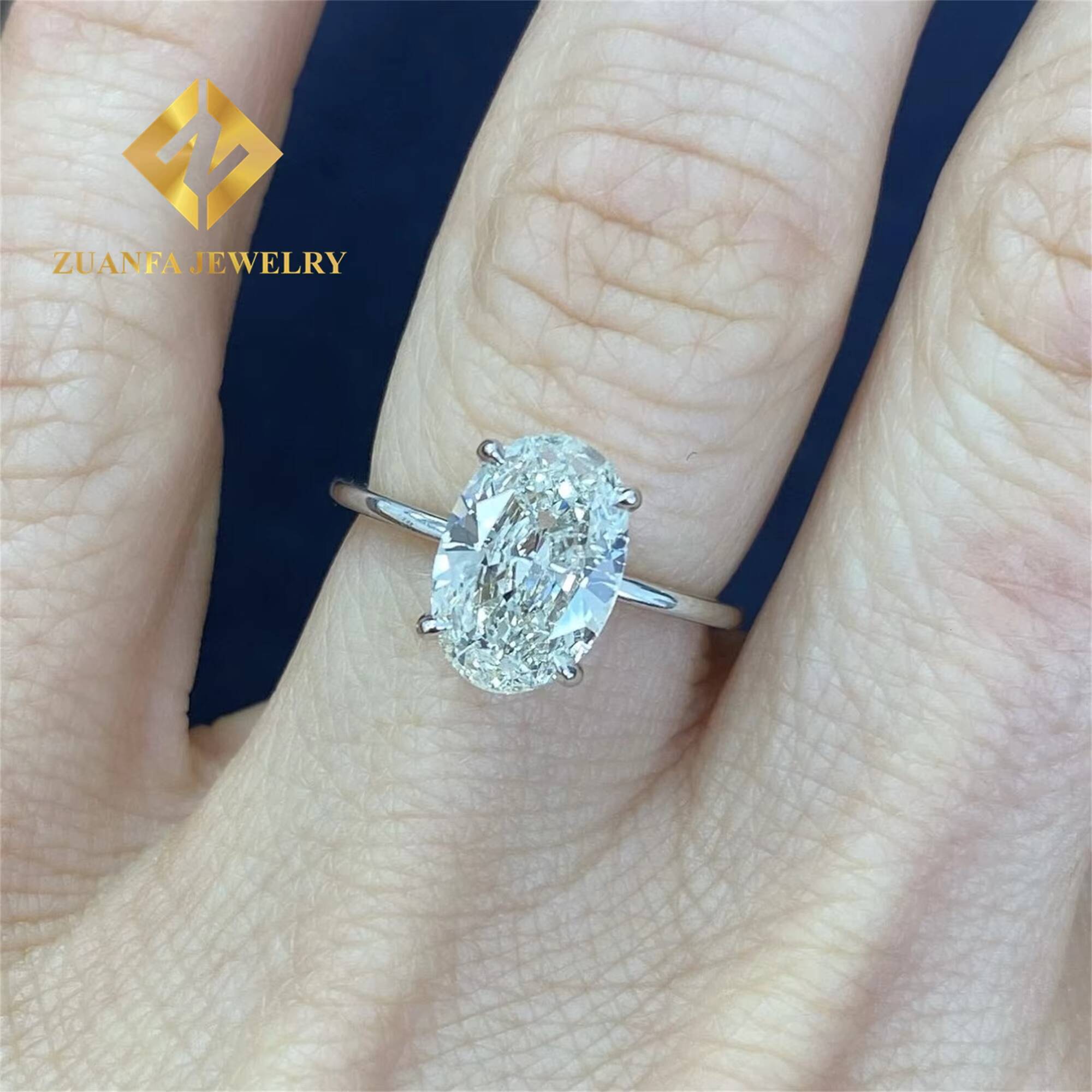 Pass Diamond Tester Classic Styles 10k White Gold Bridal Wedding Jewelry 3Ct Full Shapes Moissanite Engagement Solitaire Ring