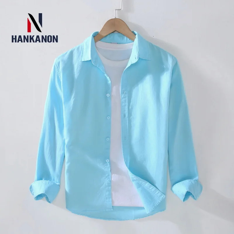 Camping Spring Summer Linen White LongSleeved Shirt Mens Cotton Business Casual Comfortable Loose Blouson 250717