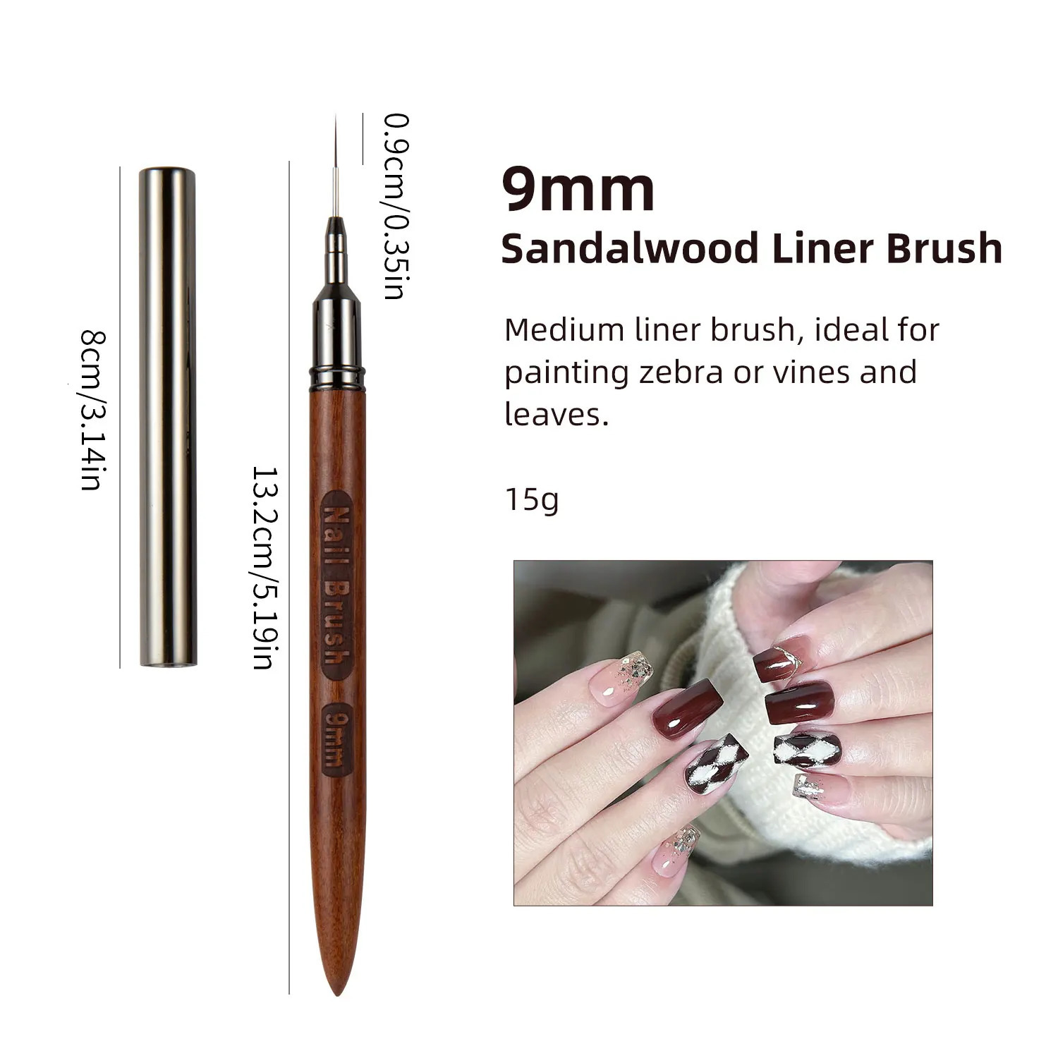 1PC Round Wood Handle Nail Art Liner Brush DIY Painting Pen Sandalwood Syringe Brushes Drawing Fine Lines Stripe Pen UV Gel Nail 250716