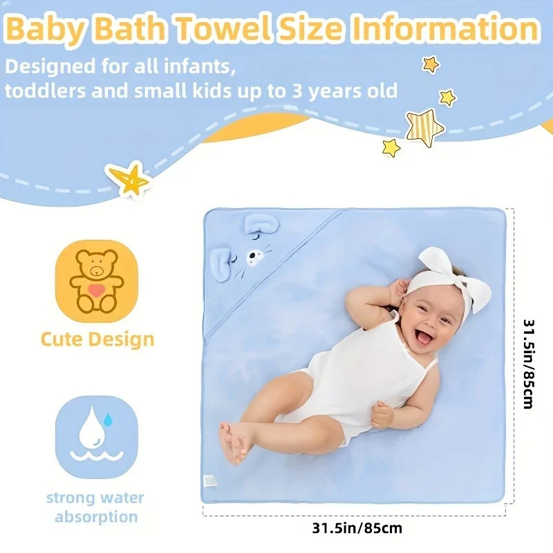 1 Piece Super Soft Hooded Baby Bath Towel Highly Absorbent Perfect Gift for borns Toddlers Towels 250725