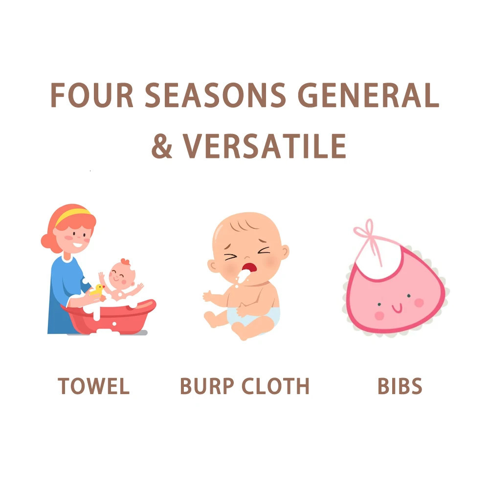 Kangobaby #My Soft Life# 5piece Pack Bamboo Cotton Breathable Baby Muslin Towel born Burp Cloth 250725